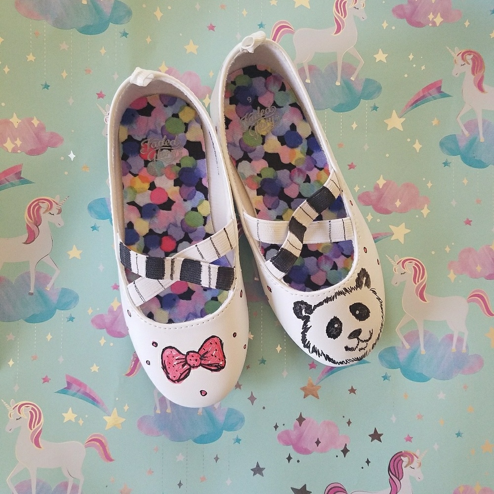 Size 9 Handpainted Panda Shoes